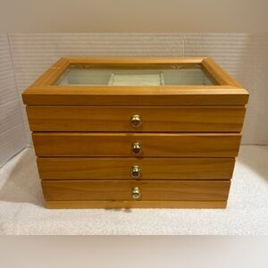 Wooden Jewelry Organizer with Glass Top